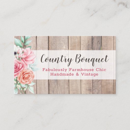 Rustic Wood Country Farmhouse Floral Social Media Visitekaartje (Voorkant)