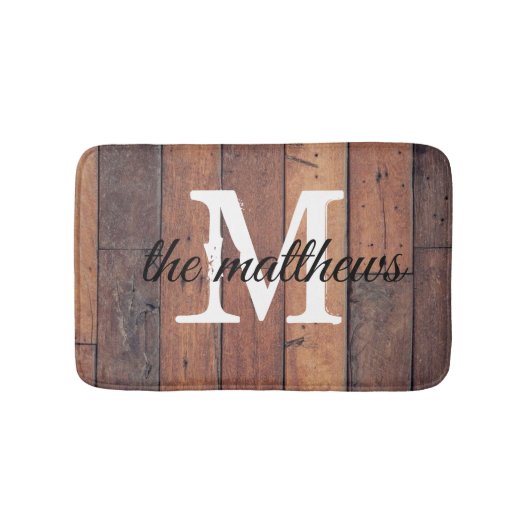 Rustic Wood Country Farmhouse Monogram Badmat (Voorkant)