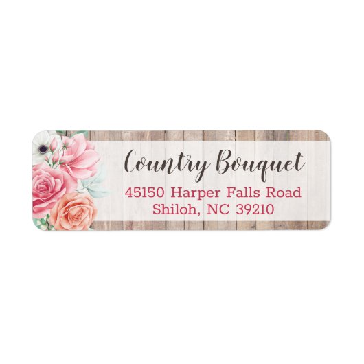 Rustic Wood Country Farmhouse Roos Return Address Etiket (Voorkant)