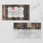 Rustic Wood Country Farmhouse Roos Script Visitekaartje (Voorkant / Achterkant)