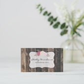 Rustic Wood Country Farmhouse Roos Script Visitekaartje (Staand voorkant)