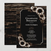 Rustic Wood Country Floral Champagne Breakfast Kaart (Voorkant / Achterkant)