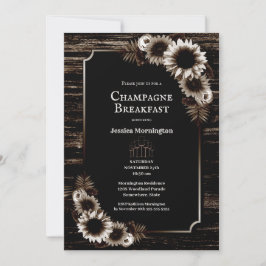 Rustic Wood Country Floral Champagne Breakfast Kaart
