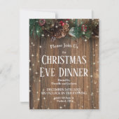 Rustic Wood Country Kerstavond diner Kaart (Voorkant)