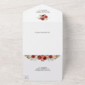 Rustic Wood Country Lace Marsala Floral Wedding All In One Uitnodiging (Buitenkant)