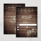 Rustic Wood Country Mason Jar Lights Wedding (Voorkant / Achterkant)