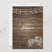 RUSTIC Wood Country Mason Jars Baby shower Kaart (Achterkant)