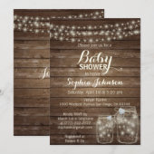 RUSTIC Wood Country Mason Jars Baby shower Kaart (Voorkant / Achterkant)