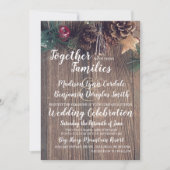 Rustic Wood Country Pine Cone Wedding Invitations Kaart (Voorkant)