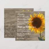 Rustic Wood Country Sunflower Wedding Invitting Kaart (Voorkant / Achterkant)