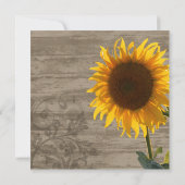 Rustic Wood Country Sunflower Wedding Invitting Kaart (Achterkant)