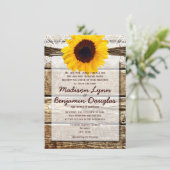 Rustic Wood Country Sunflower Wedding Invitting Kaart (Staand voorkant)