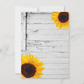 Rustic Wood Country Sunflower Wedding Invitting Kaart (Achterkant)