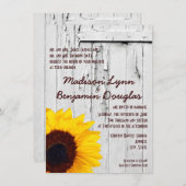 Rustic Wood Country Sunflower Wedding Invitting Kaart (Voorkant / Achterkant)