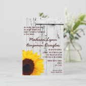 Rustic Wood Country Sunflower Wedding Invitting Kaart (Staand voorkant)