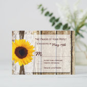 Rustic Wood Country Sunflower Wedding RSVP-kaarten RSVP Kaartje (Staand voorkant)