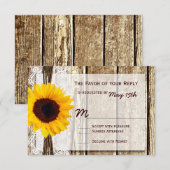 Rustic Wood Country Sunflower Wedding RSVP-kaarten RSVP Kaartje (Voorkant / Achterkant)