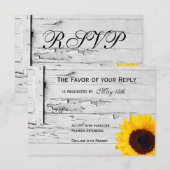 Rustic Wood Country Sunflower Wedding RSVP-kaarten RSVP Kaartje (Voorkant / Achterkant)