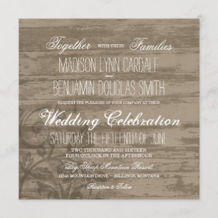 Rustic Wood Country Wedding Invitations Kaart