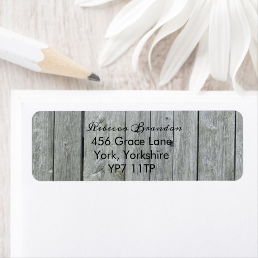 Rustic Wood Country Wedding Return Label (Insitu)