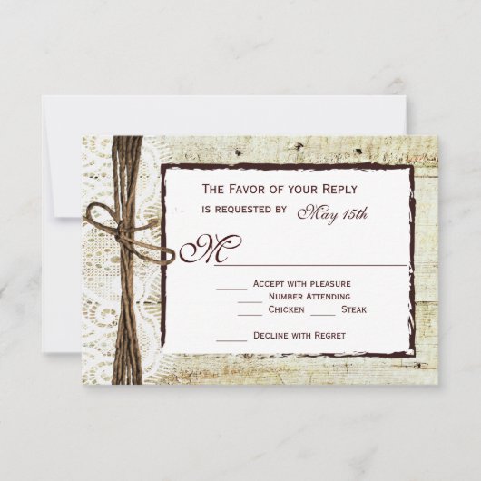 Rustic Wood Country Wedding RSVP-kaarten RSVP Kaartje (Voorkant)