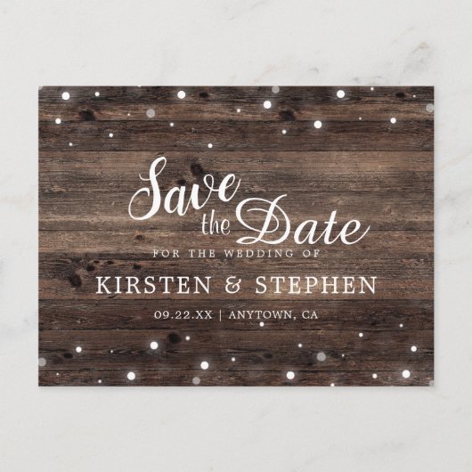 Rustic Wood Country Wedding Save the Date Briefkaa Aankondigingskaart (Voorkant)
