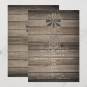 Rustic Wood Country Wind Mill Wedding Kaart (Voorkant / Achterkant)
