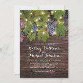 Rustic Wood Country Winery Twinkle Lights Wedding Kaart (Voorkant)