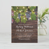Rustic Wood Country Winery Twinkle Lights Wedding Kaart (Staand voorkant)