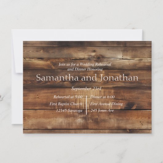 Rustic Wood Couples Foto Landelijke repetitie Kaart (Voorkant)