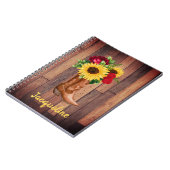 Rustic Wood Cowgirl Boots Sunflower Rozen Notitieboek (Linkerzijde)
