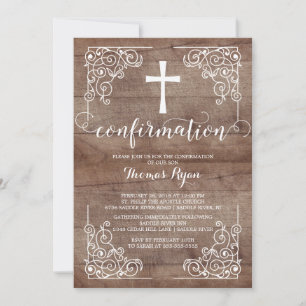 Rustic Wood Cross bevestiging uitnodiging