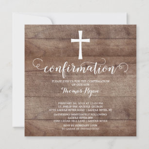 Rustic Wood Cross bevestiging uitnodiging