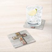 Rustic Wood Cross Eerste Communie Foto - Onderzett Kartonnen Onderzetters (Insitu)