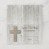 Rustic Wood Cross Eerste Communie - Plaats Kaart Plaatskaartje (Buitenkant ongevouwen)