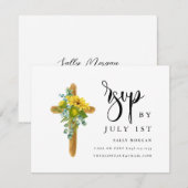 Rustic Wood Cross Elegant Script Doop RSVP-kaart RSVP Kaartje (Voorkant / Achterkant)