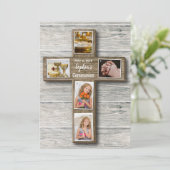Rustic Wood Cross First Communication Photo Invita Kaart (Staand voorkant)