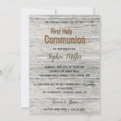 Rustic Wood Cross First Communication Photo Invita Kaart (Achterkant)