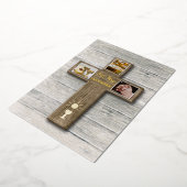 Rustic Wood Cross First Heilige Communie Folie Feestdagenkaart (Gedraaid)