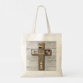 Rustic Wood Cross First Heilige Communie Tote Bag (Achterkant)
