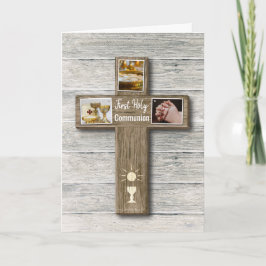 Rustic Wood Cross First Heilige Communistische Gro Kaart