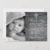 Rustic Wood  Cross Foto Baptisme Hartelijk dank Bedankkaart (Voorkant)