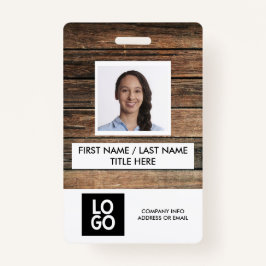Rustic Wood Custom Employee Foto Name Badge