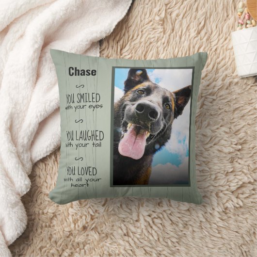Rustic Wood Custom Pet Memorial Foto Kussen (Deken)