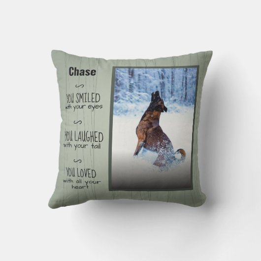 Rustic Wood Custom Pet Memorial Foto Kussen (Achterkant)