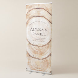 Rustic Wood Cut Slice Welkom op de bruiloft Roll-up Banner