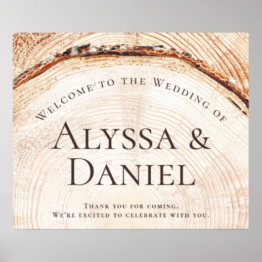 Rustic Wood Cut Welcome to the bruiloft Custom Poster (Voorkant)