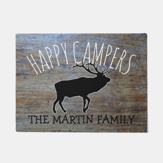 Rustic Wood Cute Camping Elk | Happy Campers Deurmat (Voorkant)