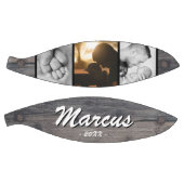 Rustic Wood Dad Name Keepslag 3 Photo Collage Basketbal (Panelen)