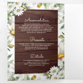Rustic Wood Daisies Mason Jar QR Code Wedding Drieluik Uitnodiging (Binnenzijde eerst)